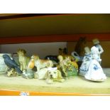 A selection of China ceramic figures and animals, 1 being musical