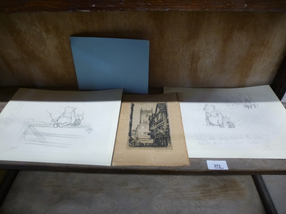 2 Winnie the Pooh sketches etc.