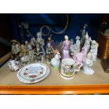 Quantity of mainly figurines incl. Aynsley Saxon, Coalport ladies etc.