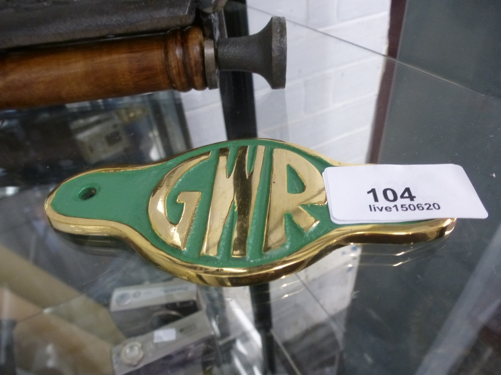 Brass GWR plaque