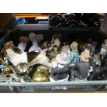 Crate of mostly model animals, figures and decretive bells