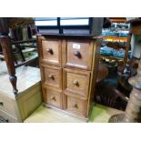 Hardwood table top bank of 6 drawers, pine barley twist plant stand nest 3 oak coffee table on