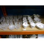 Quantity of Minton 'Carmine' teaware and collection of cut crystal drinking vessels some by