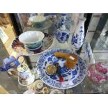 Oriental ceramics to incl. ginger jar, blue and white vase, brass seal, cloisonné teapots etc.