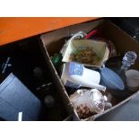 2 Boxes of mixed china and glassware incl. Rockingham crystal, Royal Doulton, Royal Winton etc.