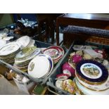 3 Crates of Limoges china mainly wall plates, tea ware, vase etc.