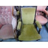 A pair of Victorian mahogany framed upholstered armchairs