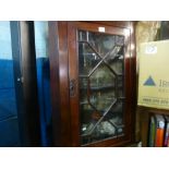 Victorian mahogany hanging corner cupboard with glazed doors.