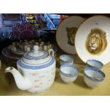 Quantity of mixed china to include, thimbles, 2 x Boehm plates with animals depicted in the