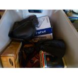 Box of various modern cameras