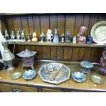 A large collection of brass/metal ware on foreign manufacturer plus an assortment of figures etc.