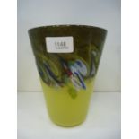 Strathearn; a yellow glass vase with coloured swirls