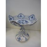 Pretty blue and white lattice design pedestal bowl