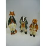 Rye Pottery; three various animal figures, Fox, Badger and Rat