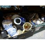 Two boxes of mixed china to include Royal Worcester, Dresden, Nippen etc, along with a box of mostly