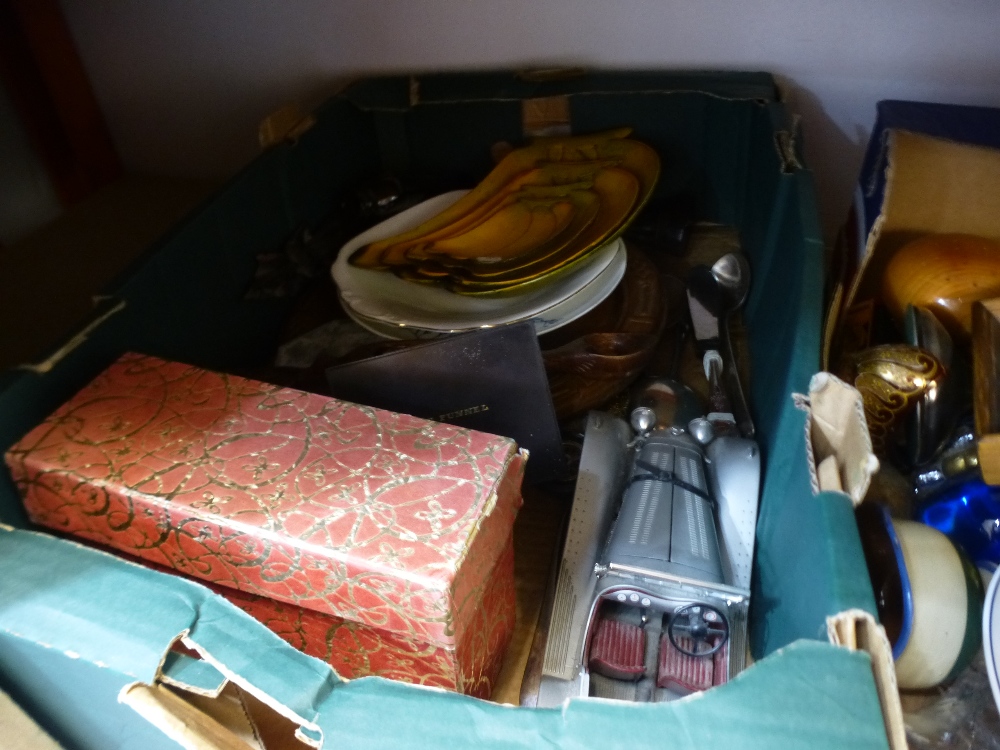 Three boxes of mixed collectables to include brass lamps. wooden boxes, old watches, onyx eggs, etc - Image 3 of 3