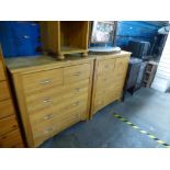 Pair of pine contempory chests of 2 short over 3 long drawers