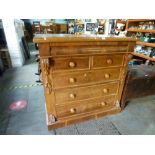 Large mahogany chest of drawers with slide drawer above 2 short and 3 long drawers