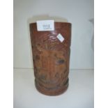 Oriental carved bamboo brush pot