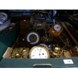 A box of clocks and clock parts, along with a box of mixed china, to include Copeland,