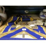 Grand rank Masonic apron, cuffs and gloves