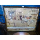 Pair of framed and glazed prints of comical Chitty Chitty Bang Bang scenes by Aldin