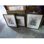 Quantity of framed and glazed etchings incl. one of St Swithins