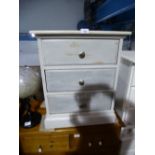 Grey painted pine chest with 3 drawers