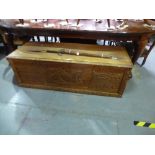Maltese carved mahogany marriage chest with original feet