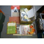 A box of mixed ephemera, including postcards, etc