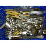 Crate of various silver plated cutlery