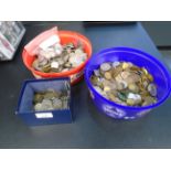 Two tubs of antique and later GB and Worldwide coinage