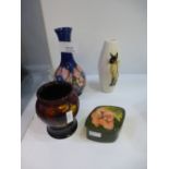 MOORCROFT: collection of Moorcroft items to include Anemone design vase, 'Double Trouble' collectors