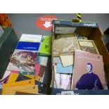 A box of mixed ephemera including Arthur Baxter books