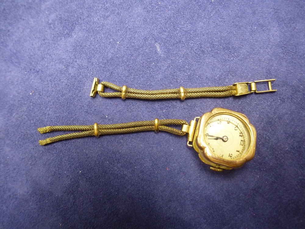 Vintage 9ct gold cased wristwatch, marked 375, AF, approx 2g gold