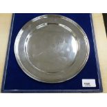 Hallmarked silver plate commemorating the marriage of HRH Princess Anne and Captain Mark Phillips,