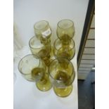 A Set of six German Roemer green Hock glasses, with wine and grape decoration