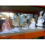 A quantity of Coalport and Royal Doulton figurines to include 'Debbie', 'The Boy', 'The Goose Girl',