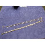 Two 9ct yellow gold neckchains, A/F, total weight approx 11.1g