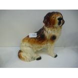 Large ceramic model of a spaniel, Continental figurine and blue and white Florian jug