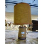 Brown pottery 70s table lamp in a G-Plan style