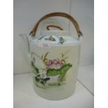 Large oriental pot decorated birds and flowers