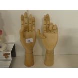 Two artist model wood hands