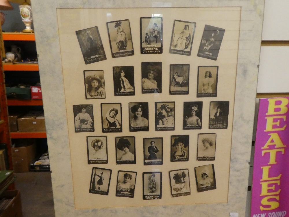 A Framed set of Cricketers 1934 cigarette cards and a frame of Odgens Cinema Gold cigarette cards - Image 2 of 3