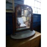 Victorian mahogany dressing table mirror with marble base