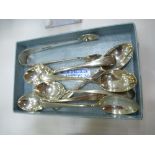Set of six silver tea spoons weight approx 3.67 oz marked W and H, hallmarked Sheffield 199, also