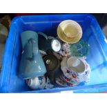 A box of mixed china to include Poole Pottery coffee jug, etc