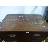 An early 19th century 2 drawer campaign chest, top half only with original detail to the top