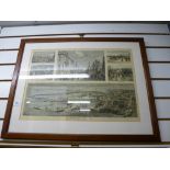 Framed and glazed print of Southampton and surrounding areas, depicting times of old