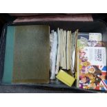 Vintage suitcase mixed stamp albums and cars, presentation packs etc.